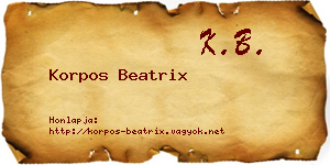 Korpos Beatrix névjegykártya